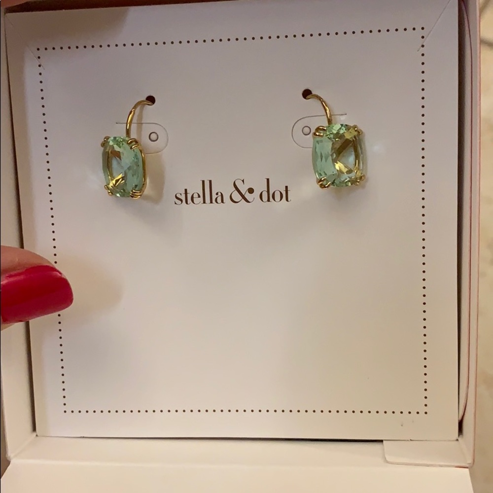 Stella & Dot cushion drop earrings-Mint